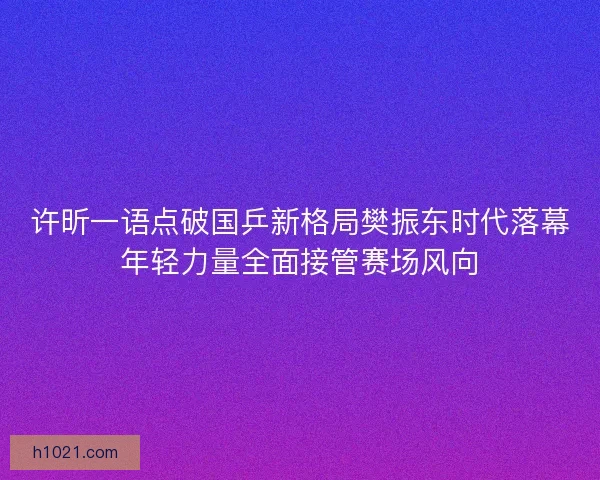 许昕一语点破国乒新格局樊振东时代落幕年轻力量全面接管赛场风向 许昕一语点破国乒新格局樊振东时代落幕年轻力量全面接管赛场风向