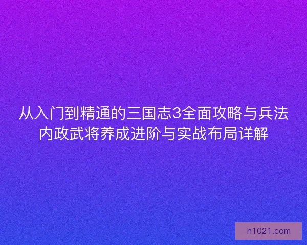 从入门到精通的三国志3全面攻略与兵法内政武将养成进阶与实战布局详解