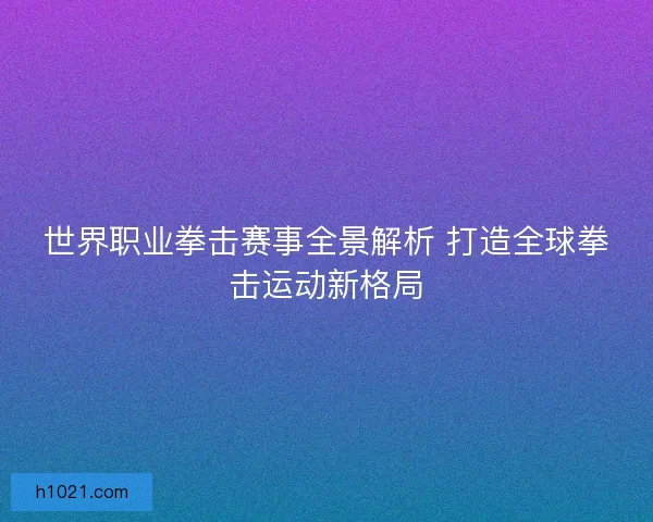 世界职业拳击赛事全景解析 打造全球拳击运动新格局
